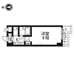 パラドール西院パート1 1Kの間取図画像
