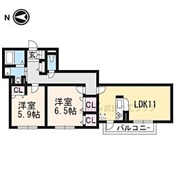 シャーメゾン御室 2LDKの間取図画像