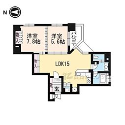 リーガル京都烏丸通り 2LDKの間取図画像