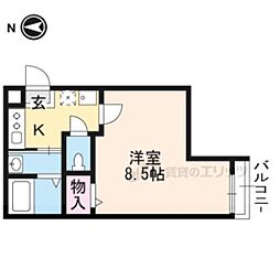 パークサイド梅小路 1Kの間取図画像