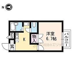 プレジール笹川 1Kの間取図画像
