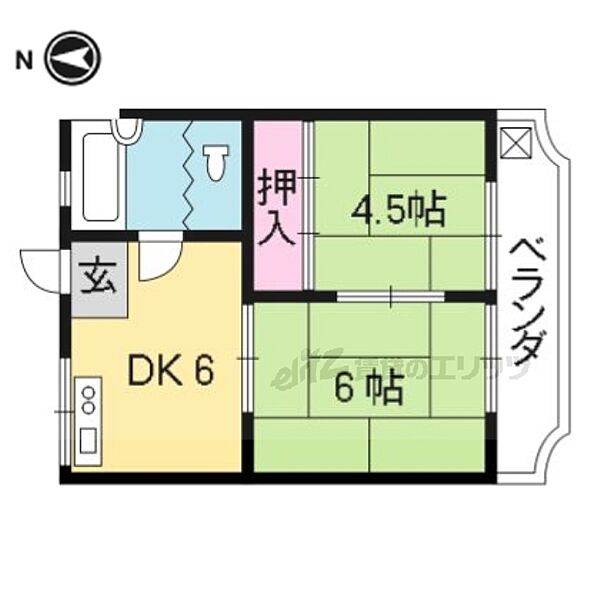 京都府京都市左京区一乗寺築田町(賃貸マンション2DK・3階・33.00㎡)の写真 その2