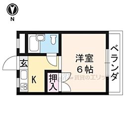 京都市営烏丸線 松ヶ崎駅 徒歩9分の賃貸マンション 3階1Kの間取り
