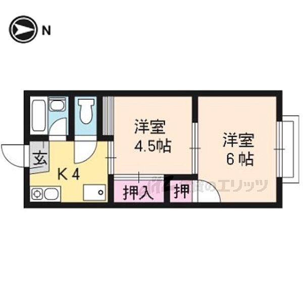 竹殿ハイツ 202｜京都府京都市北区紫竹竹殿町(賃貸アパート2K・2階・29.16㎡)の写真 その2