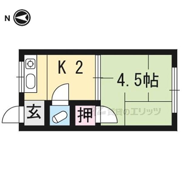 あすか荘 205｜京都府京都市左京区一乗寺築田町(賃貸アパート1R・2階・11.34㎡)の写真 その2