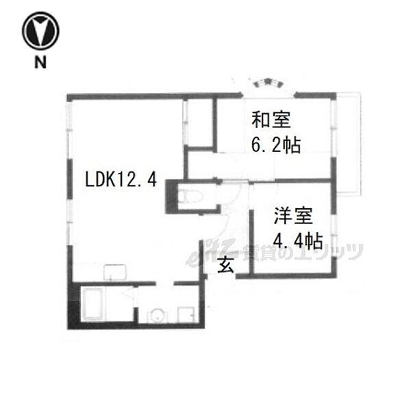 ＣＡＳＡ　ＫＩＴＡＹＡＭＡ（？46） 201｜京都府京都市北区上賀茂榊田町(賃貸アパート2LDK・2階・50.00㎡)の写真 その2