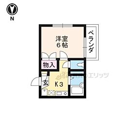 ピジェール下鴨 1Kの間取図画像