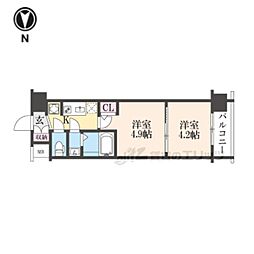 京都市上京区千本通上長者町下る革堂前之町マンション 2Kの間取図画像