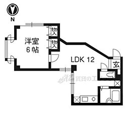 阪急京都本線 京都河原町駅 徒歩10分の賃貸マンション 4階1LDKの間取り