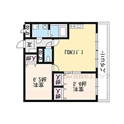 京都地下鉄東西線 烏丸御池駅 徒歩6分の賃貸マンション 2階2LDKの間取り