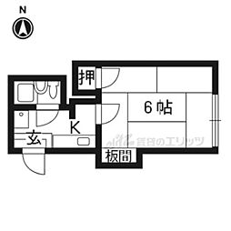 コーポ一乗寺 2階1Kの間取り
