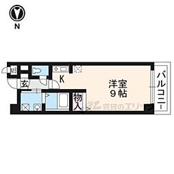 京都地下鉄東西線 二条城前駅 徒歩4分の賃貸マンション 2階1Kの間取り