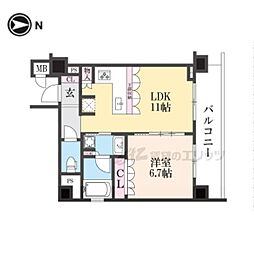 リーガル京都御所西V 1LDKの間取図画像