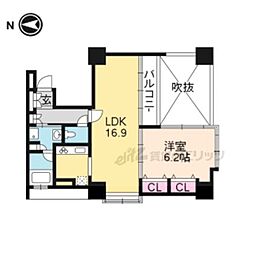 エスリード烏丸御池 1LDKの間取図画像