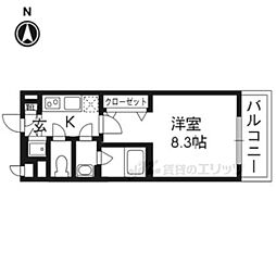 ベラジオ京都東山2 1Kの間取図画像