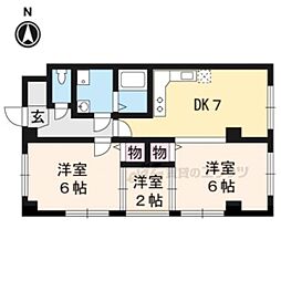 カラコルム東山 3DKの間取図画像