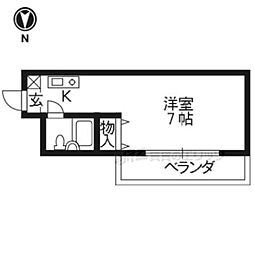 カーサ・デ下鴨 1Kの間取図画像