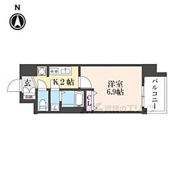 アクアプレイス京都千本丸太町 1Kの間取図画像