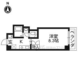 アンシャーレ西ノ京 1Kの間取図画像