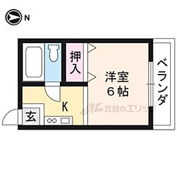 サンシティ西賀茂 1Kの間取図画像