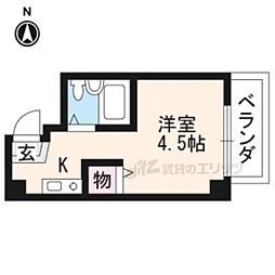 セラヴィ岩倉 1Kの間取図画像