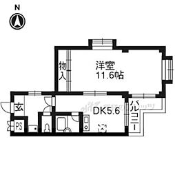 エクシード五条 1DKの間取図画像