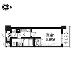 アクアプレイス京都聖護院 1Kの間取図画像