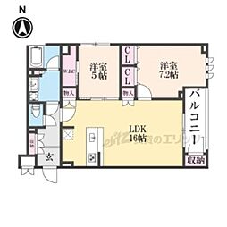 THE RESIDENCE御車道 2LDKの間取図画像