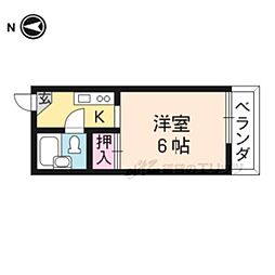 グランタック御所西 1Kの間取図画像