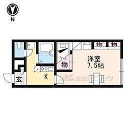 レオパレスフォーティウィンクス 1Kの間取図画像
