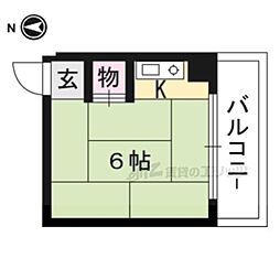 うずまさハイツ ワンルームの間取図画像