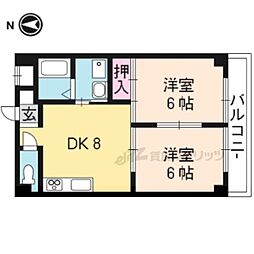 アーバンハイツ高辻 2DKの間取図画像