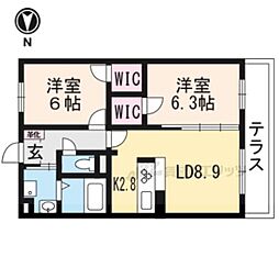 ニックレジデンス京都 2LDKの間取図画像