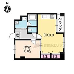 リエス西院 1LDKの間取図画像