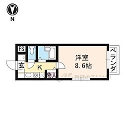 カーサ・コモド 1Kの間取図画像