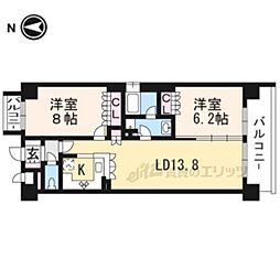 リーガル京都聖護院 2LDKの間取図画像