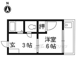京阪本線 神宮丸太町駅 バス3分 岡崎道下車 徒歩6分の賃貸アパート 1階1Kの間取り