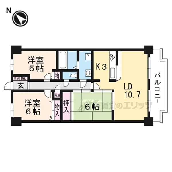 藤和ハイタウン守山 ｜滋賀県守山市梅田町(賃貸マンション3LDK・12階・66.98㎡)の写真 その2