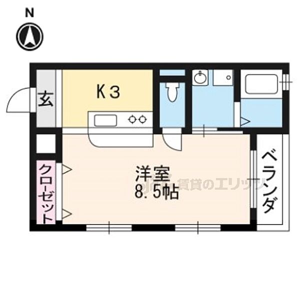 京都府京都市山科区大塚西浦町(賃貸マンション1K・3階・25.00㎡)の写真 その2