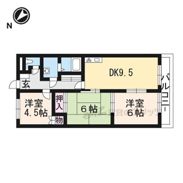 エヴァークレストール 202｜滋賀県栗東市霊仙寺１丁目(賃貸マンション3LDK・2階・58.32㎡)の写真 その2