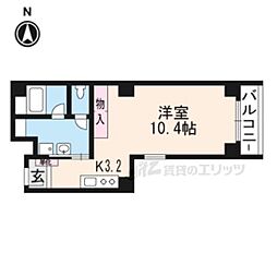 京阪本線 清水五条駅 徒歩5分の賃貸マンション 5階ワンルームの間取り