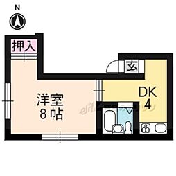鞍ケ谷マンション 1DKの間取図画像