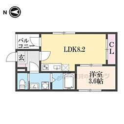 京都地下鉄東西線 椥辻駅 徒歩4分の賃貸アパート 2階1LDKの間取り