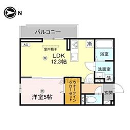 JR湖西線 大津京駅 徒歩8分の賃貸アパート 1階1LDKの間取り
