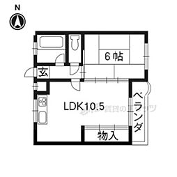 野色マンション 3階1LDKの間取り