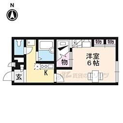 レオパレスヤングフォレストB 1階1Kの間取り