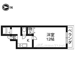 京都地下鉄東西線 東山駅 徒歩3分の賃貸マンション 3階1Kの間取り