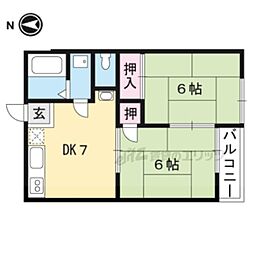 ライフレジデンス久保 2階2DKの間取り