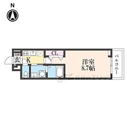 ヒカルサ京都山科大宅 1Kの間取図画像