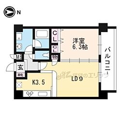 プレサンス京大南 1LDKの間取図画像